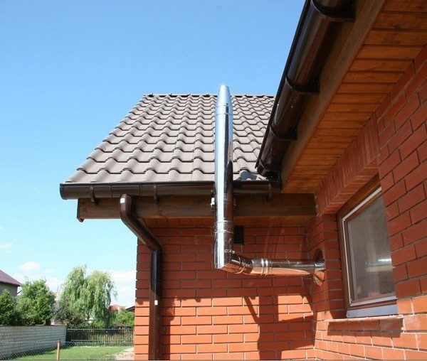 Естественная вентиляция в стене с использованием приточных клапанов и внешней трубы Естественная вентиляция в стене с использованием приточных клапанов и внешней трубы