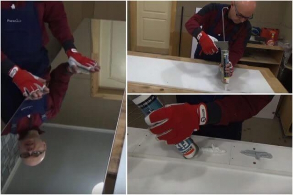 Как надежно приклеить зеркало к дверце шкафа?