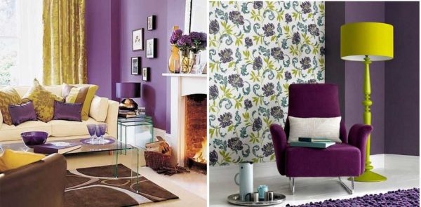 С чем сочетается фиолетовый цвет в интерьере