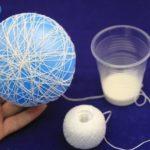 Как сделать новогодние шары своими руками из ниток и клея