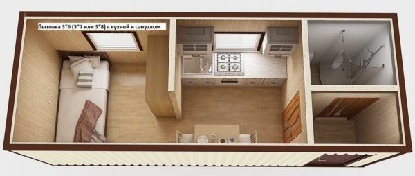 Дачные бытовки из двух комнат с туалетом и душем