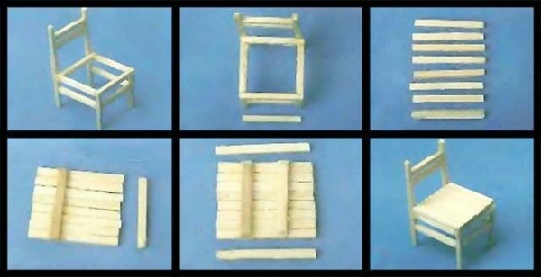 Поделки из спичек: домик, церковь, колодец, мебель