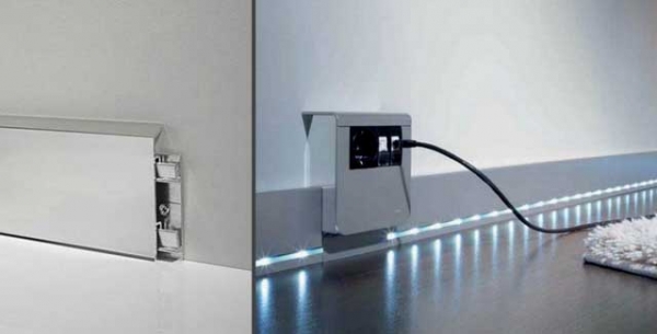 Алюминиевый плинтус для пола: анодированный, щиткованное серебро