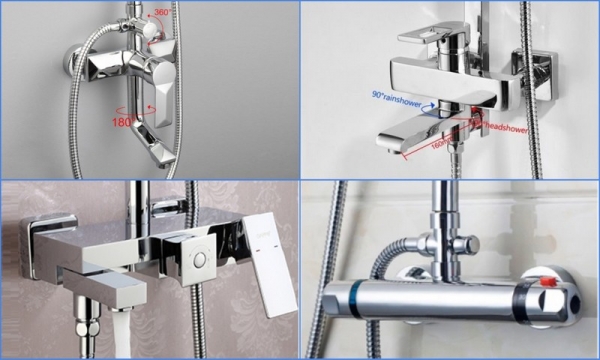 Душевая стойка с тропическим душем и смесителем для ванной