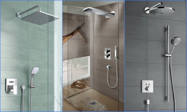 Душевая стойка с тропическим душем и смесителем для ванной