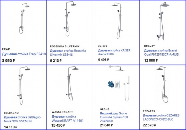 Душевая стойка с тропическим душем и смесителем для ванной