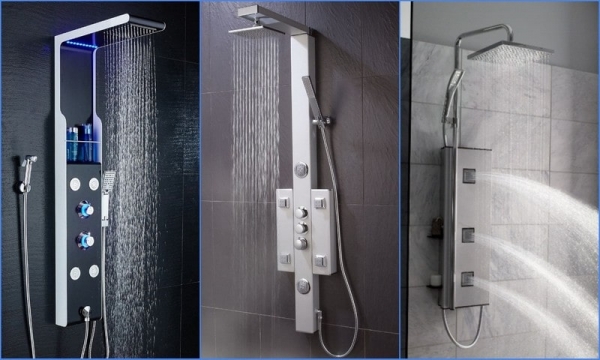 Душевая стойка с тропическим душем и смесителем для ванной