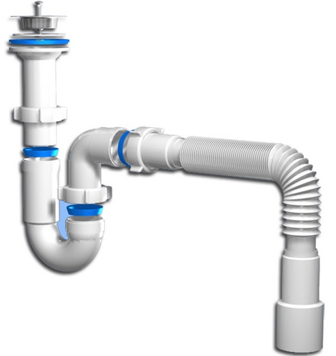 Сифон для кухонных моек &mdash; виды, устройство и монтаж