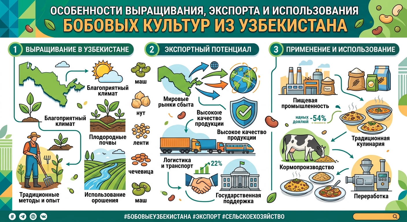 Особенности выращивания, экспорта и использования бобовых культур из Узбекистана