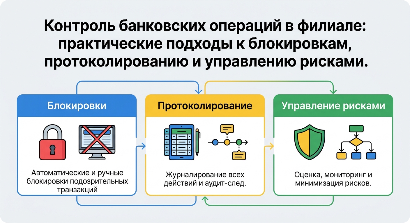 Контроль банковских операций в филиале: практические подходы к блокировкам, протоколированию и управлению рисками