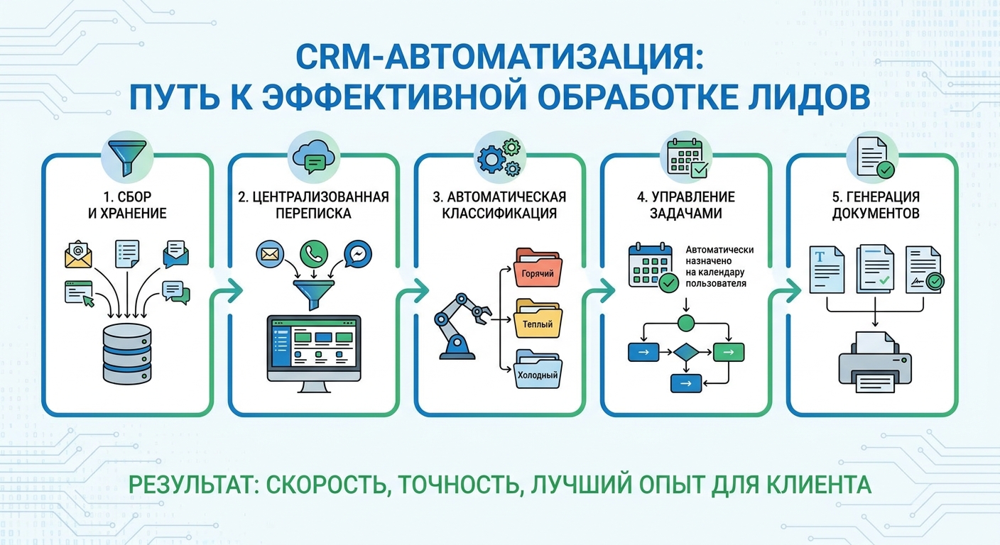 Как CRM-автоматизация улучшает обработку лидов: от хранения переписки до генерации документов