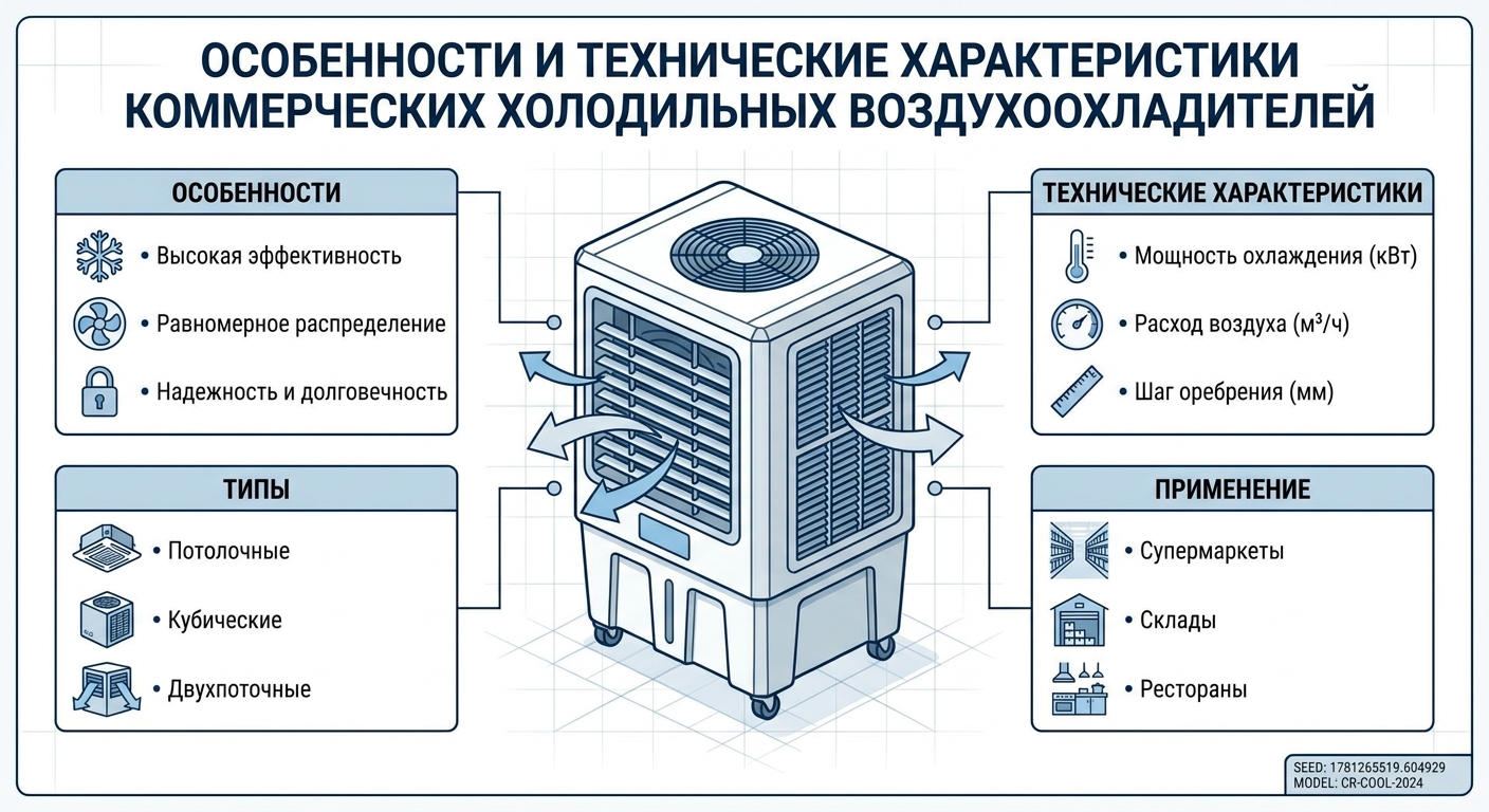 Особенности и технические характеристики коммерческих холодильных воздухоохладителей